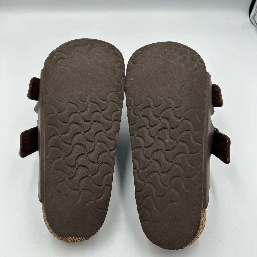 Birkenstock Arizona Sandals Mens 40 Brown Birko-Flor Two Strap Slides